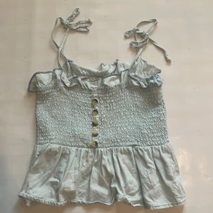 American eagle light blue tank top with tie-able straps  straps. size xxs